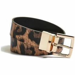 Bon marché ✨ Guess Ceinture Femme Reversible Leanne BW7130VIN30 Noir/Leopard Accessoires textile Couleur Multicolore 💯