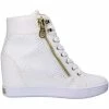 Bon marché 💯 Guess Baskets Compensées Femme Foresst Logo Blanc Baskets mode Couleur Blanc 👏
