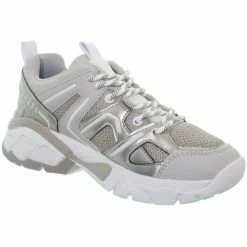 Budget 😀 Guess Basket femme ref_48268 Grey Baskets mode Couleur Gris ✔️ -Guess Soldes Boutique 17243595 500 E