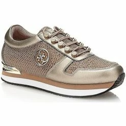 Nouveau 🔥 Guess Baskets Femme Roman Bronze (rft) Baskets mode Couleur Bronze 🔥