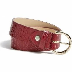 Acheter ⌛ Guess Ceinture femme Queenie avec monogramme rouge foncé Accessoires textile Couleur Rouge ❤️