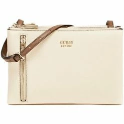 Bon marché 🌟 Guess Sac porté travers ref 52157 SML 25*17*4 Besaces / Sacs bandoulière Couleur Beige 😀