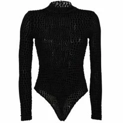 Budget 🔥 Guess LS CINDY CROC MESH BODYSUIT Autres types de lingerie Couleur Noir 🎉