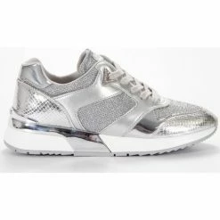 Bon marché 💯 Guess shine Baskets mode Couleur Argent 👏