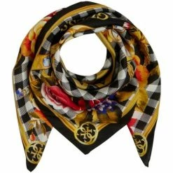 Sortie ❤️ Guess Foulard en soie imprimé 90X90 Noir Accessoires textile Couleur Noir 👏 -Guess Soldes Boutique 20734532 500 B