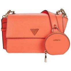 Sortie 💯 Guess ALEXIE (VG) CROSSBODY FLAP Besaces / Sacs bandoulière Couleur Corail 🎁