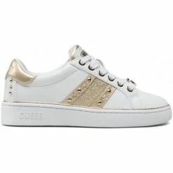 Le moins cher 🔔 Guess Baskets à paillettes Ref 53734 WHITE FUSHIA Baskets mode Couleur Blanc 🥰