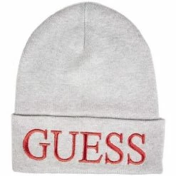 Grosses soldes 🧨 Guess Block Logo Beanie Gris Accessoires textile Couleur Gris ❤️