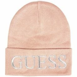 Acheter ✔️ Guess Block Logo Beanie Rose Accessoires textile Couleur Rose 🔔