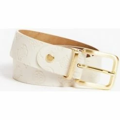 Budget 🛒 Guess femme ceinture bea logo 4G créme Accessoires textile Couleur Blanc cassé 👍