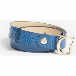Offres 😉 Guess femme ceinture raffie imprimé croco bleu Accessoires textile Couleur Bleu 😍