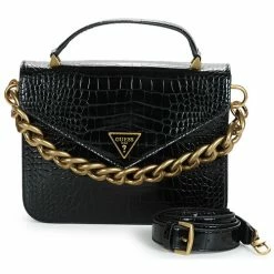 Promo 🌟 Guess RETOUR TOP HANDLE FLAP Besaces / Sacs bandoulière Couleur Noir 😀 -Guess Soldes Boutique 22579508 500 D