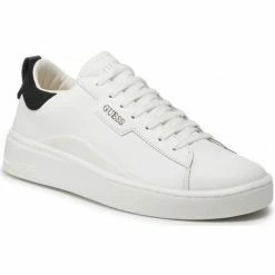 Remise 🤩 Guess FM5VIC LEA12 VICE-WHITE/BLACK Baskets mode Couleur Blanc ❤️
