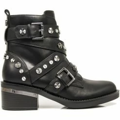 Meilleure affaire ✔️ Guess Bottes Femme Biker Fancey Noir Bottes Couleur Noir 💯