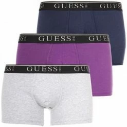 Nouveau 😀 Guess Pack 3 boxers Boxers Couleur Bleu ✨