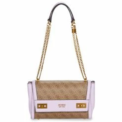 Bon marché 😉 Guess KATEY FLAP SHOULDER BAG Besaces / Sacs bandoulière Couleur Violet / Marron 🎉