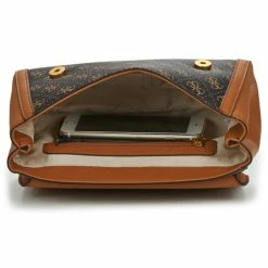 Remise 🤩 Guess KATEY FLAP SHOULDER BAG Besaces / Sacs bandoulière Couleur Marron / Noir 🤩 -Guess Soldes Boutique 23245986 500 G