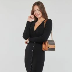 Remise 🤩 Guess KATEY FLAP SHOULDER BAG Besaces / Sacs bandoulière Couleur Marron / Noir 🤩 -Guess Soldes Boutique 23245986 500 H