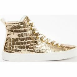 Meilleure vente 🎉 Guess Elga gold Baskets mode Couleur Doré 👍