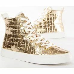 Meilleure vente 🎉 Guess Elga gold Baskets mode Couleur Doré 👍 -Guess Soldes Boutique 23280583 500 C