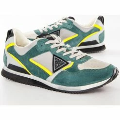 Meilleure affaire ✔️ Guess Classic logo triangle Baskets mode Couleur Vert 🎉 -Guess Soldes Boutique 23280584 500 C