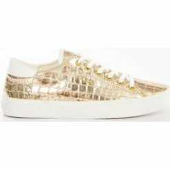 Budget 🛒 Guess Classic gold croco Baskets mode Couleur Doré 😀
