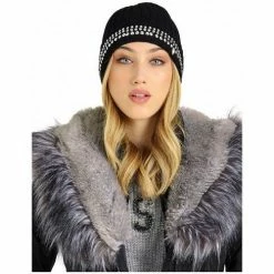 Meilleure vente 🔥 Guess Bonnet Femme W94Z73 Yasmina Noir Accessoires textile Couleur Noir 🔔