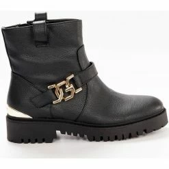 Meilleure vente ❤️ Guess Gold metal logo Bottines / 🥾 Boots Couleur Noir ⌛