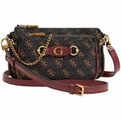 Sortie 🎉 Guess Sac bandoulière Ref 58289 BGO 24*14*5 cm Besaces / Sacs bandoulière Couleur Marron ⭐